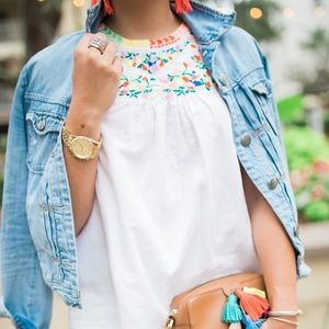 J. Crew Embroidered Linen Sleeveless Top / Sz 6